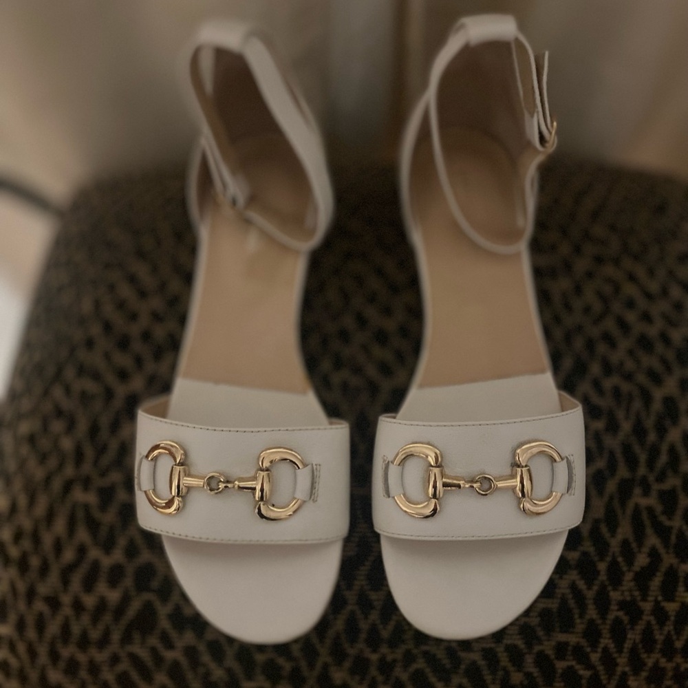Patricia Green White Sandals with Gold Detail